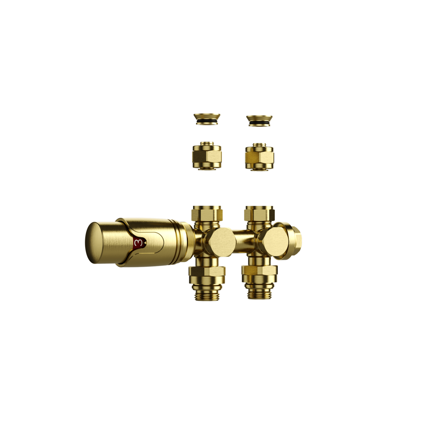 Design-Thermostatventil für Heizkörper & Handtuchheizkörper I Wand- und Bodenanschluss – M30 – 1/2" × 16/2