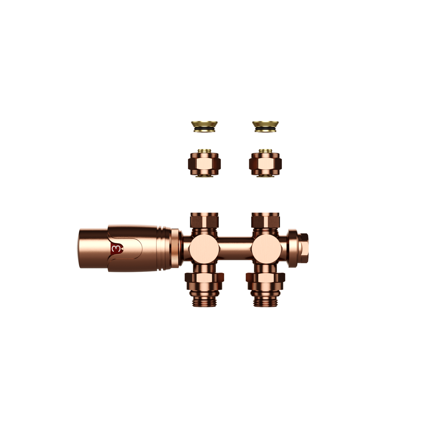 Design-Thermostatventil für Heizkörper & Handtuchheizkörper I Wand- und Bodenanschluss – M30 – 1/2" × 16/2