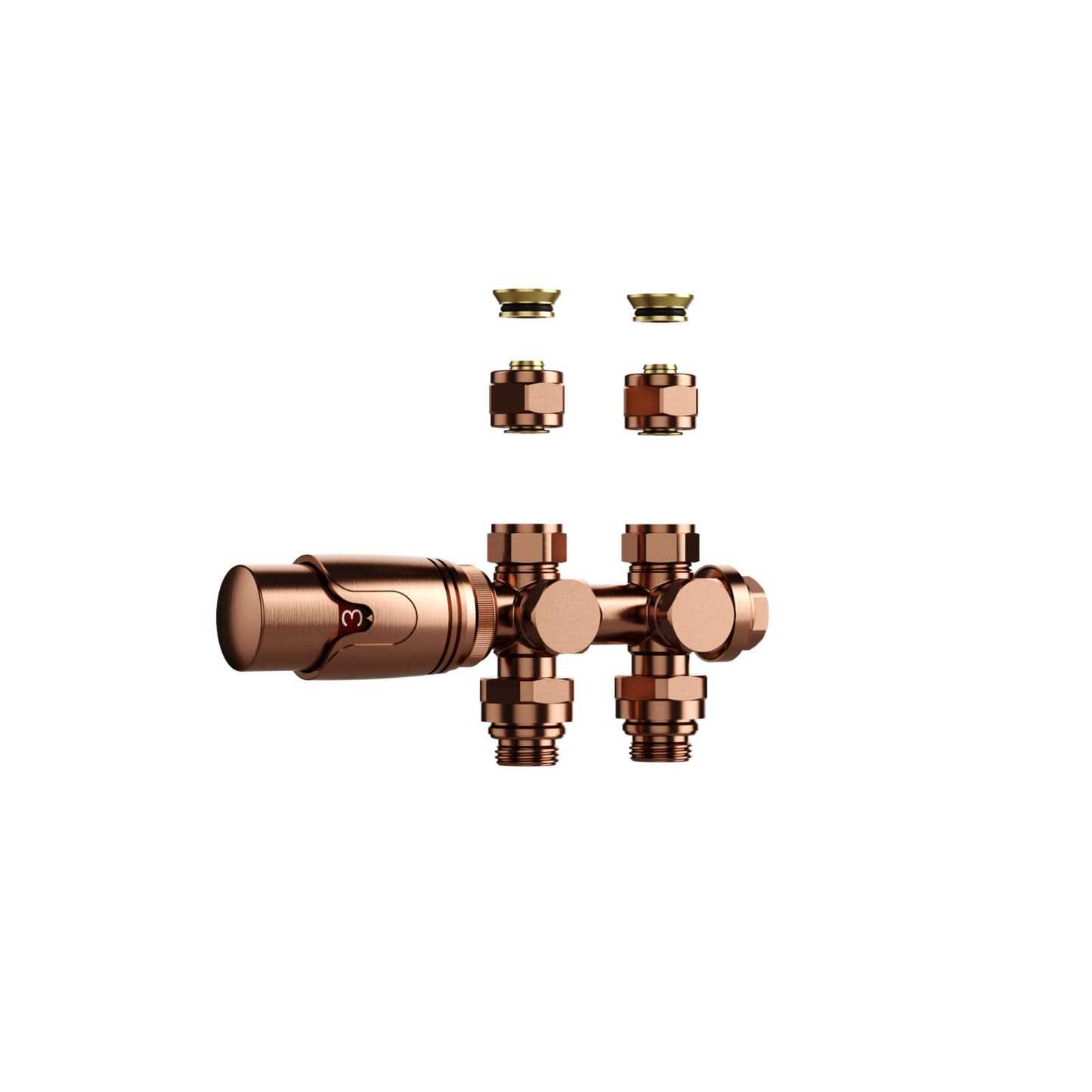 Design-Thermostatventil für Heizkörper & Handtuchheizkörper I Wand- und Bodenanschluss – M30 – 1/2" × 16/2