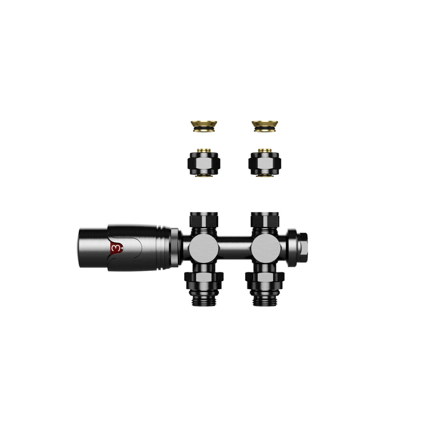 Design-Thermostatventil für Heizkörper & Handtuchheizkörper I Wand- und Bodenanschluss – M30 – 1/2" × 16/2