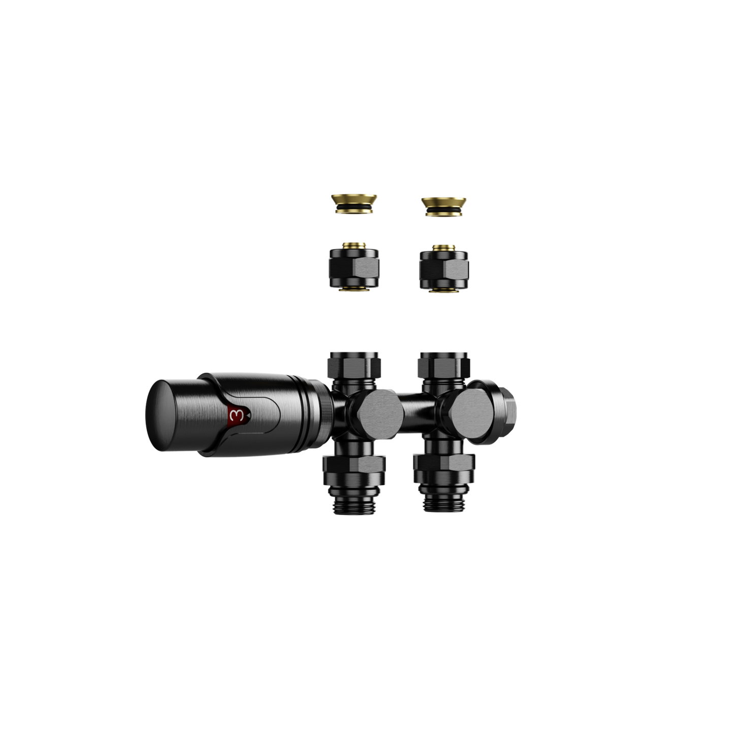 Design-Thermostatventil für Heizkörper & Handtuchheizkörper I Wand- und Bodenanschluss – M30 – 1/2" × 16/2