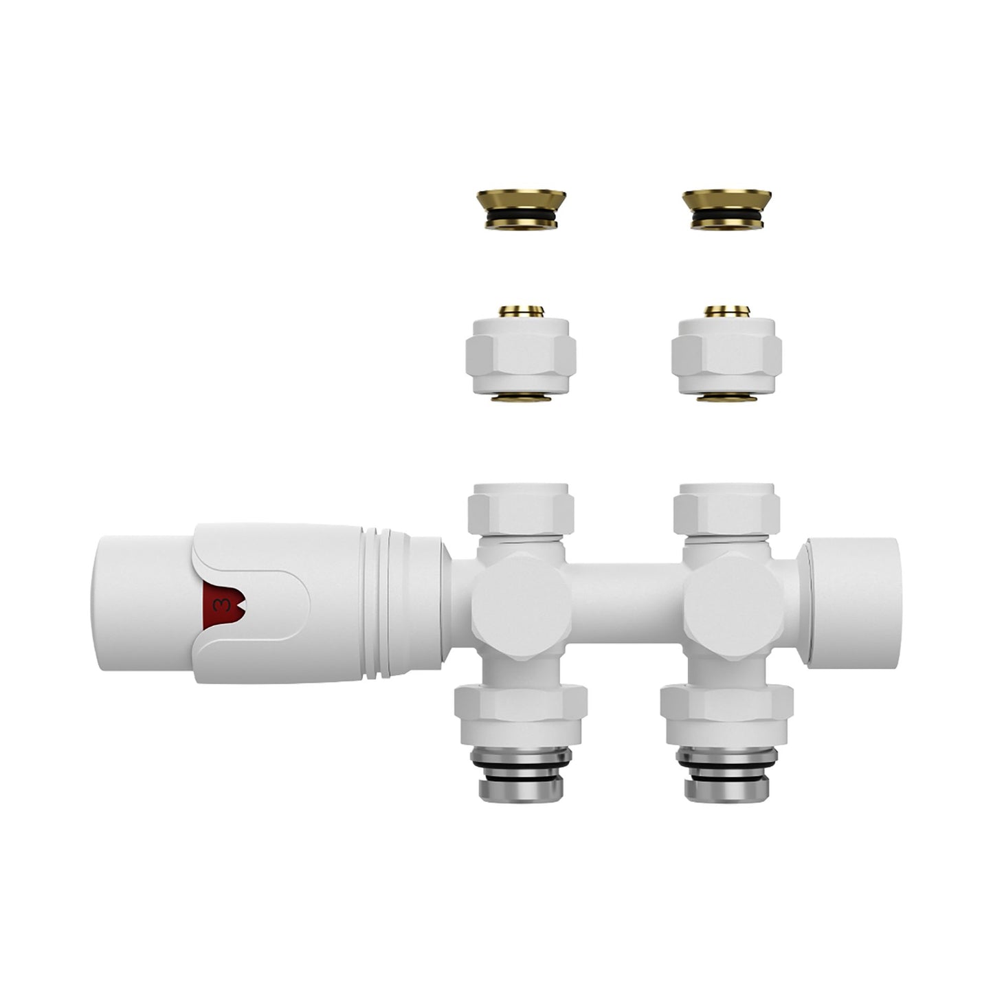 Design-Thermostatventil für Heizkörper & Handtuchheizkörper I Wand- und Bodenanschluss – M30 – 1/2" × 16/2