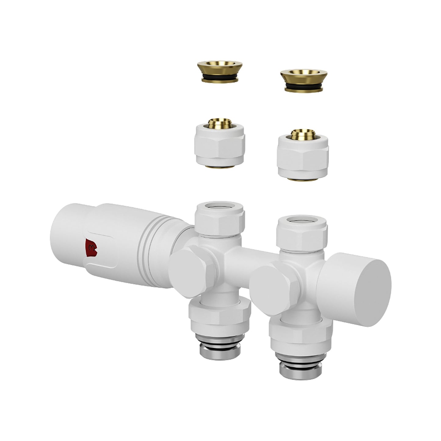 Design-Thermostatventil für Heizkörper & Handtuchheizkörper I Wand- und Bodenanschluss – M30 – 1/2" × 16/2