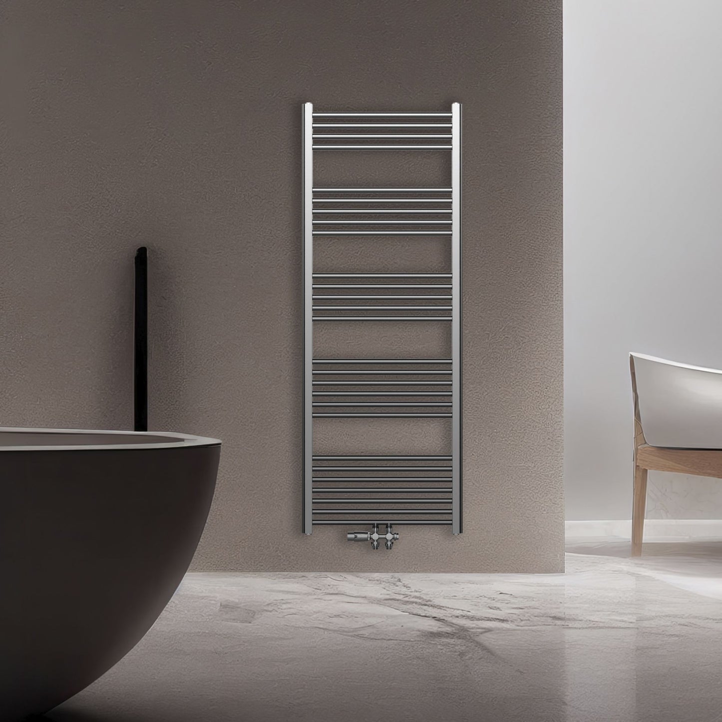 Belrad Handtuchheizkörper – Gebürsteter Edelstahl, 1200 × 600MM, 414W