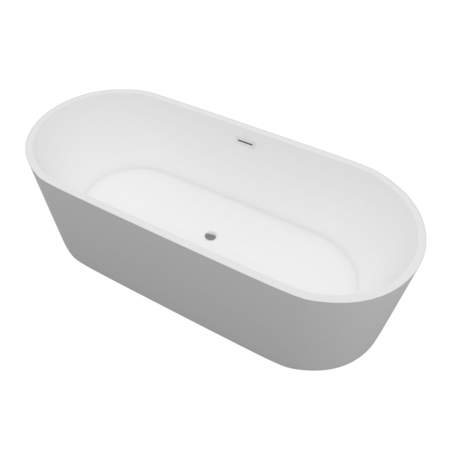 Oase AL – Freistehende Badewanne „Bauci“ – Solid Surface – 170 × 80 × 58,5 cm – Matt White