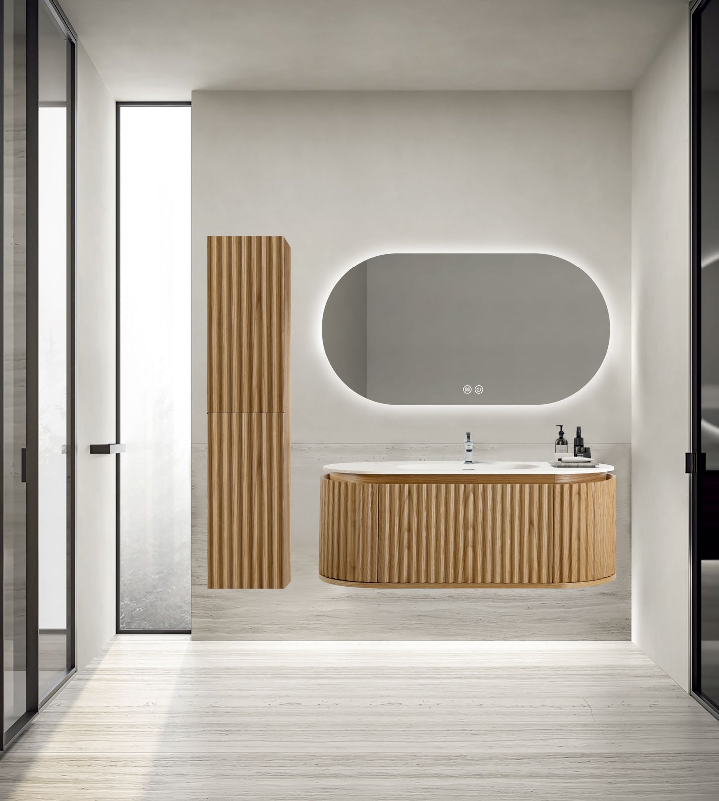 Begonia Hochschrank - 2 Türen - grifflos - Softclose - reversibel - 35×160×35 cm