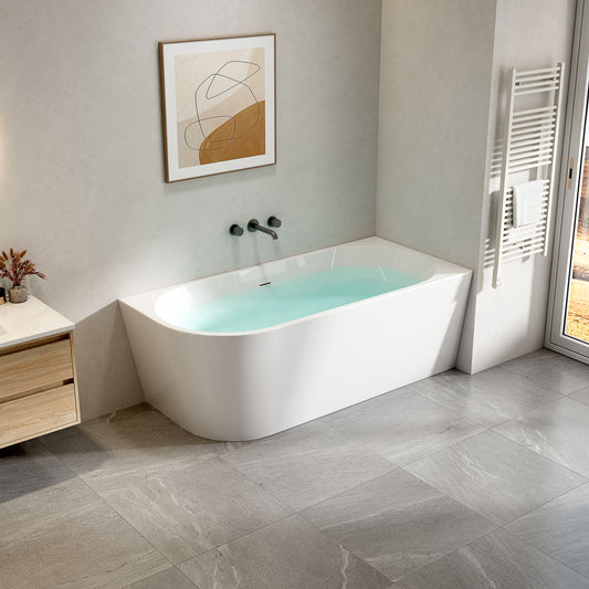 Oase AL – Corner Badewanne Rechts – Acryl – 180 × 80 × 58 cm – Glänzend Weiß