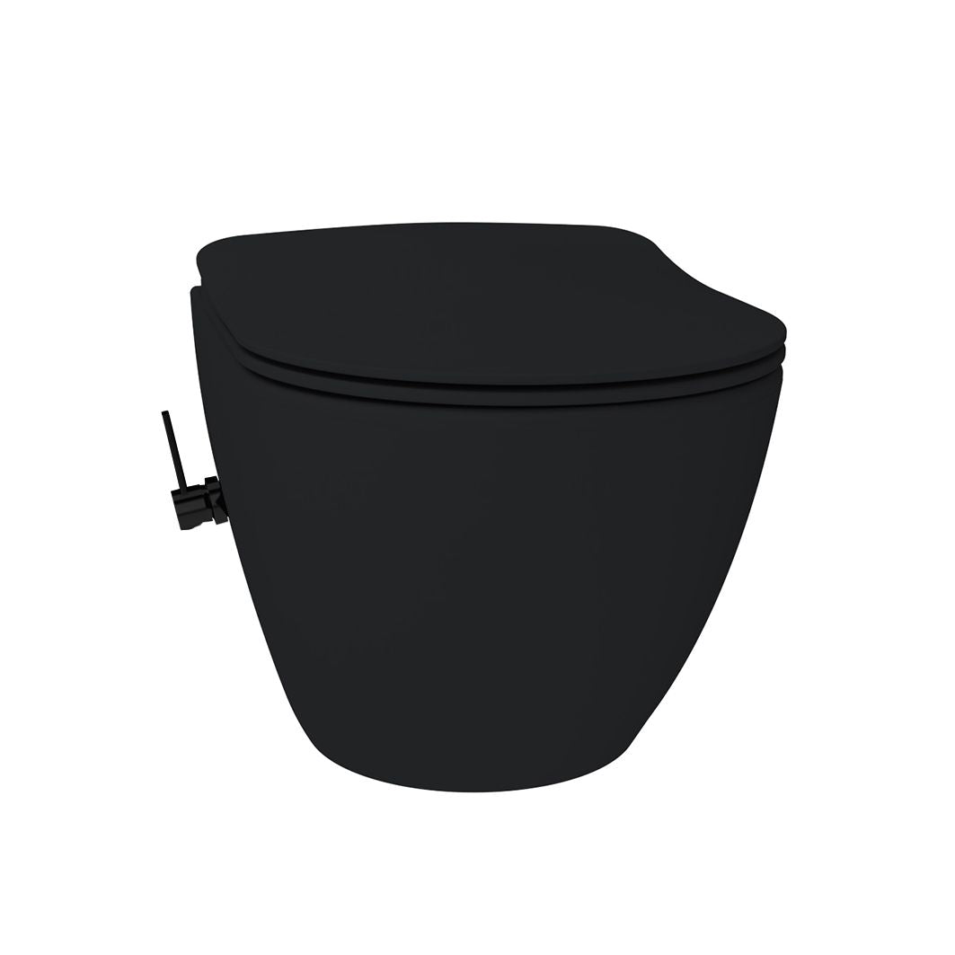 Oase Design Spülrandloses Tahret Bidet Wand-WC inkl. Armatur & Sitz mit Absenkautomatik schwarz matt
