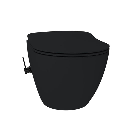 Oase Design Spülrandloses Tahret Bidet Wand-WC inkl. Armatur & Sitz mit Absenkautomatik schwarz matt