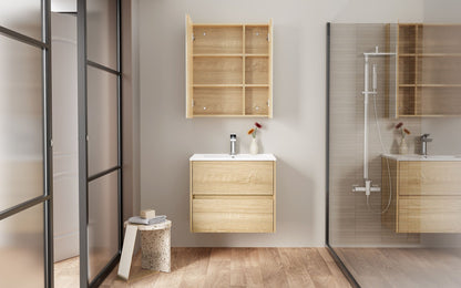 Oase AL Hayat Spiegelschrank - 60 cm und 80 cm, Asymmetrische Einzelseitige Spiegel-Türen, 4 höhenverstellbare Regale