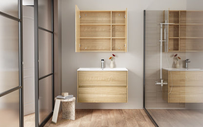 Oase AL Hayat Spiegelschrank - 60 cm und 80 cm, Asymmetrische Einzelseitige Spiegel-Türen, 4 höhenverstellbare Regale