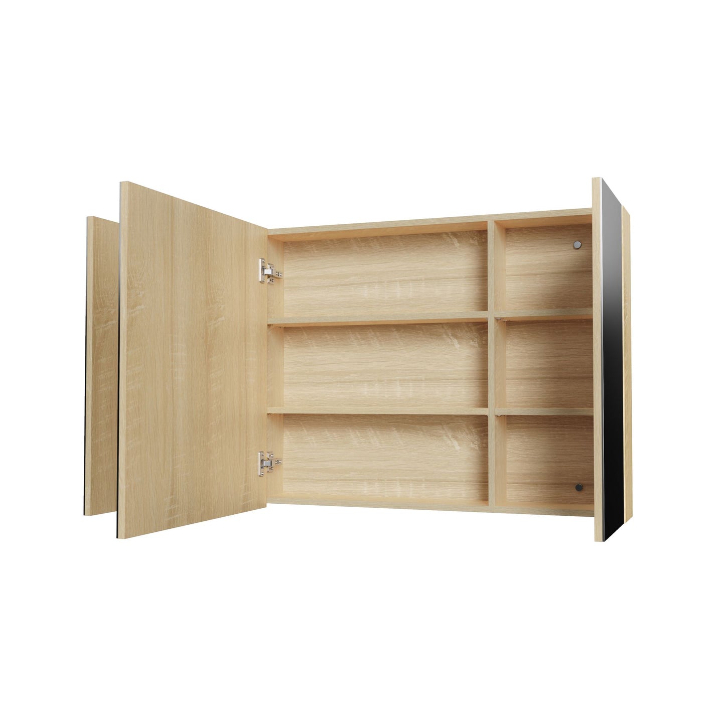 Oase AL Hayat Spiegelschrank - 120 cm, 3 asymmetrische, einseitige Spiegeltüren, 6 höhenverstellbare Regale