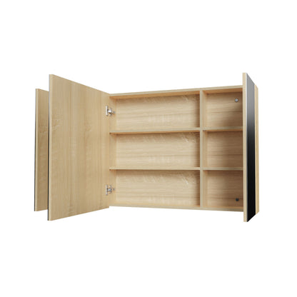 Oase AL Hayat Spiegelschrank - 120 cm, 3 asymmetrische, einseitige Spiegeltüren, 6 höhenverstellbare Regale
