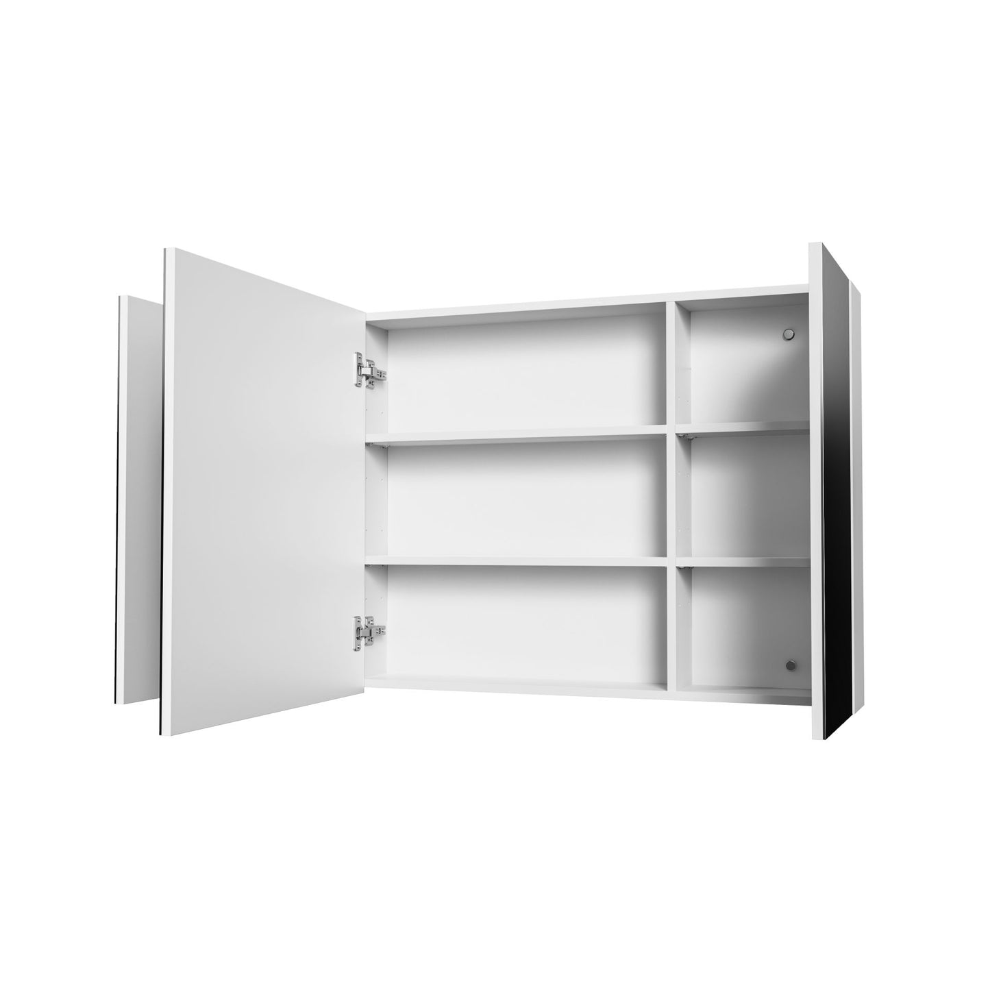 Oase AL Hayat Spiegelschrank - 120 cm, 3 asymmetrische, einseitige Spiegeltüren, 6 höhenverstellbare Regale