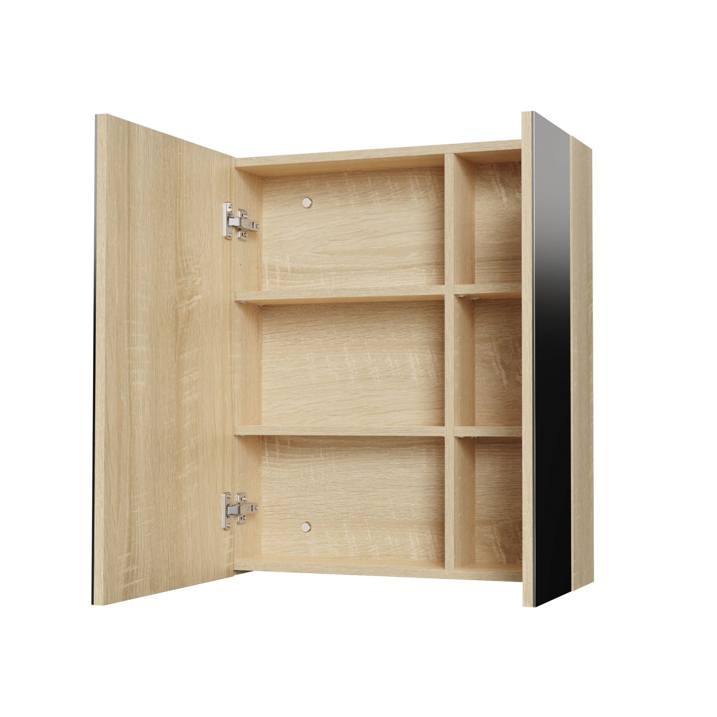 Oase AL Hayat Spiegelschrank - 60 cm und 80 cm, Asymmetrische Einzelseitige Spiegel-Türen, 4 höhenverstellbare Regale