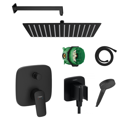 Hansgrohe Unterputz Dusch-Set Logis neu schwarz matt mit Wand- oder Deckenanschluss von Sandbad ohne EcoSmart