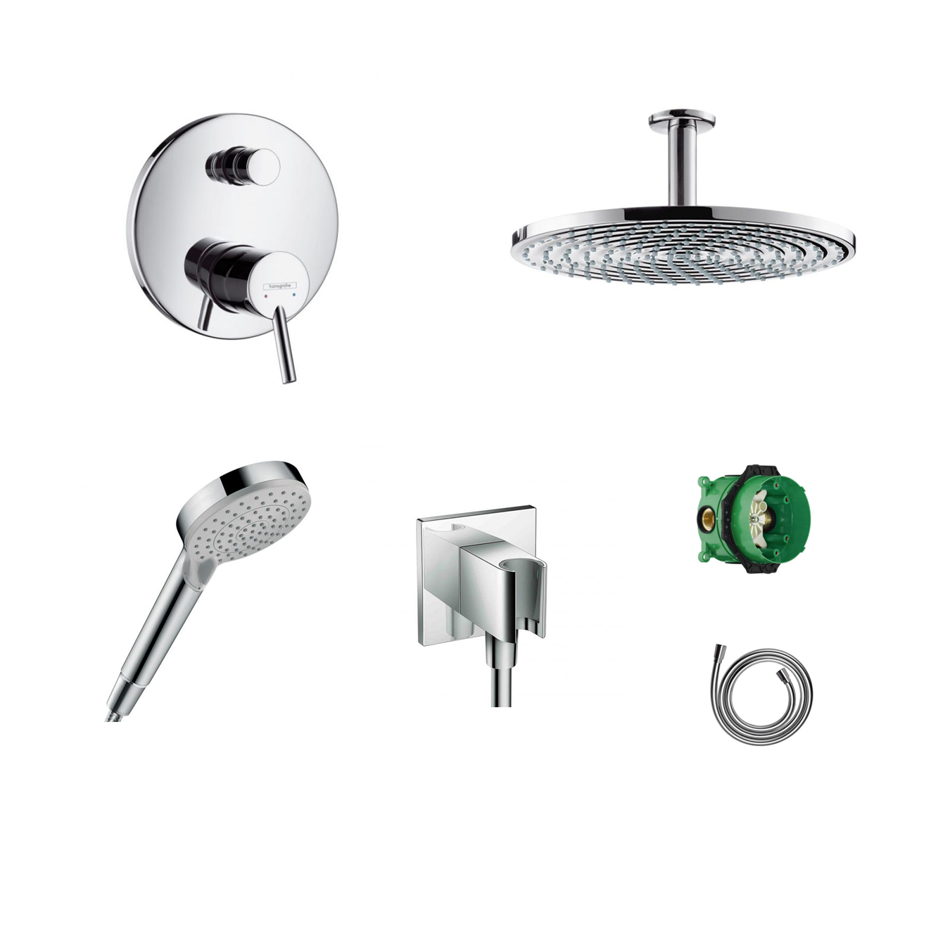 Hansgrohe Unterputz Dusch-Set Talis S mit Decken- oder Wandanschluss ohne EcoSmart