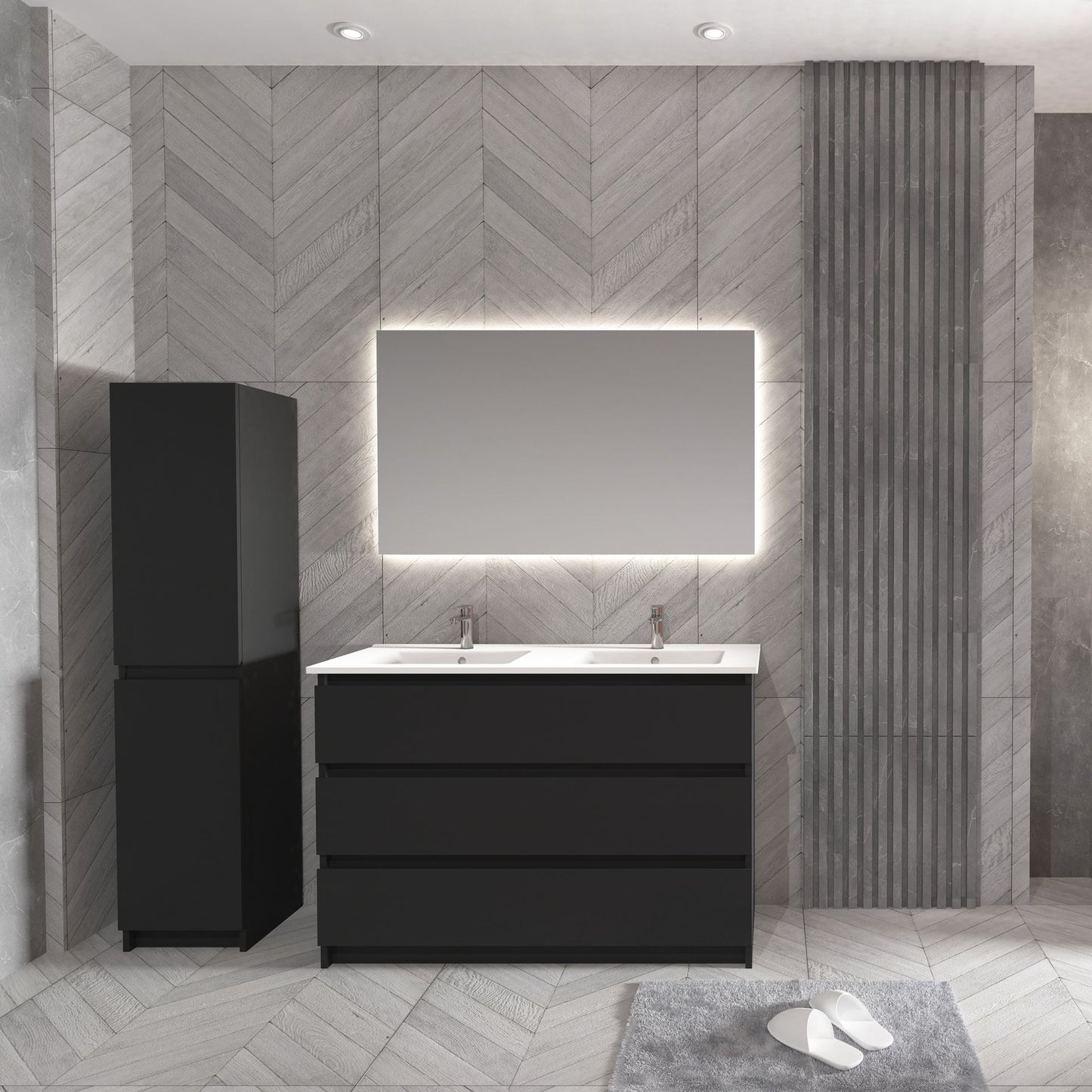 Oase Al JUPITER Waschtischunterschrank - 3 Schubladen - 60 / 80 / 120 cm - Matt Weiß, Schwarz oder Garda