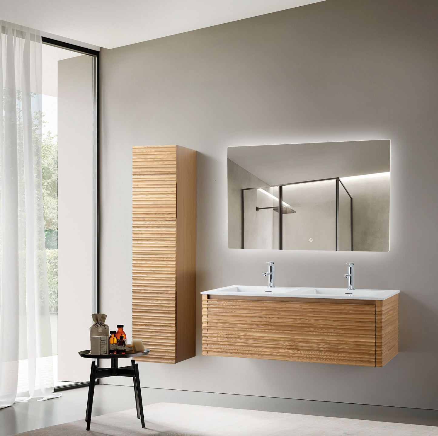 KAMELLIA Waschtischunterschrank - 1 Schublade - Grifflos - Soft-Close - Light Walnut