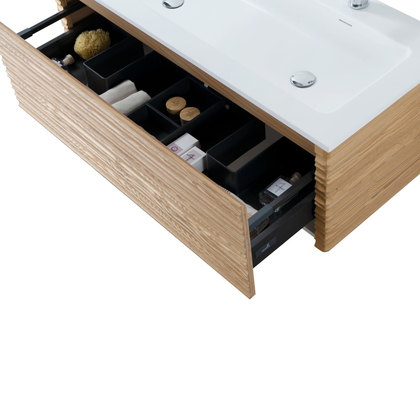 KAMELLIA Waschtischunterschrank - 1 Schublade - Grifflos - Soft-Close - Light Walnut