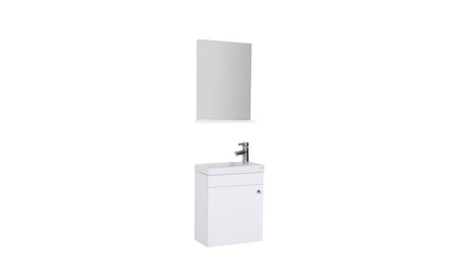 Oase mini washbasin in a complete set with base cabinet with mirror with tablet and washbasin white, brown &amp; black