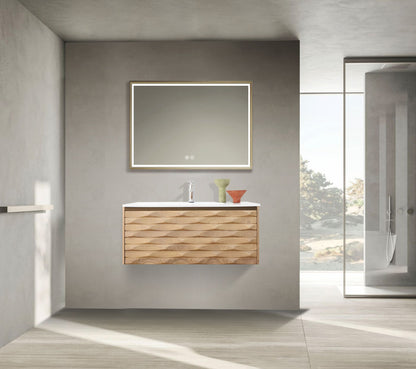 MAGNOLIA Waschtischunterschrank - 1 Schublade - Grifflos - Soft-Close - Light Oak