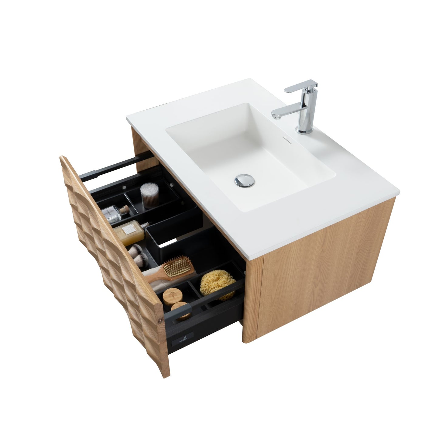 MAGNOLIA Waschtischunterschrank - 1 Schublade - Grifflos - Soft-Close - Light Oak