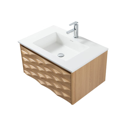 MAGNOLIA Waschtischunterschrank - 1 Schublade - Grifflos - Soft-Close - Light Oak