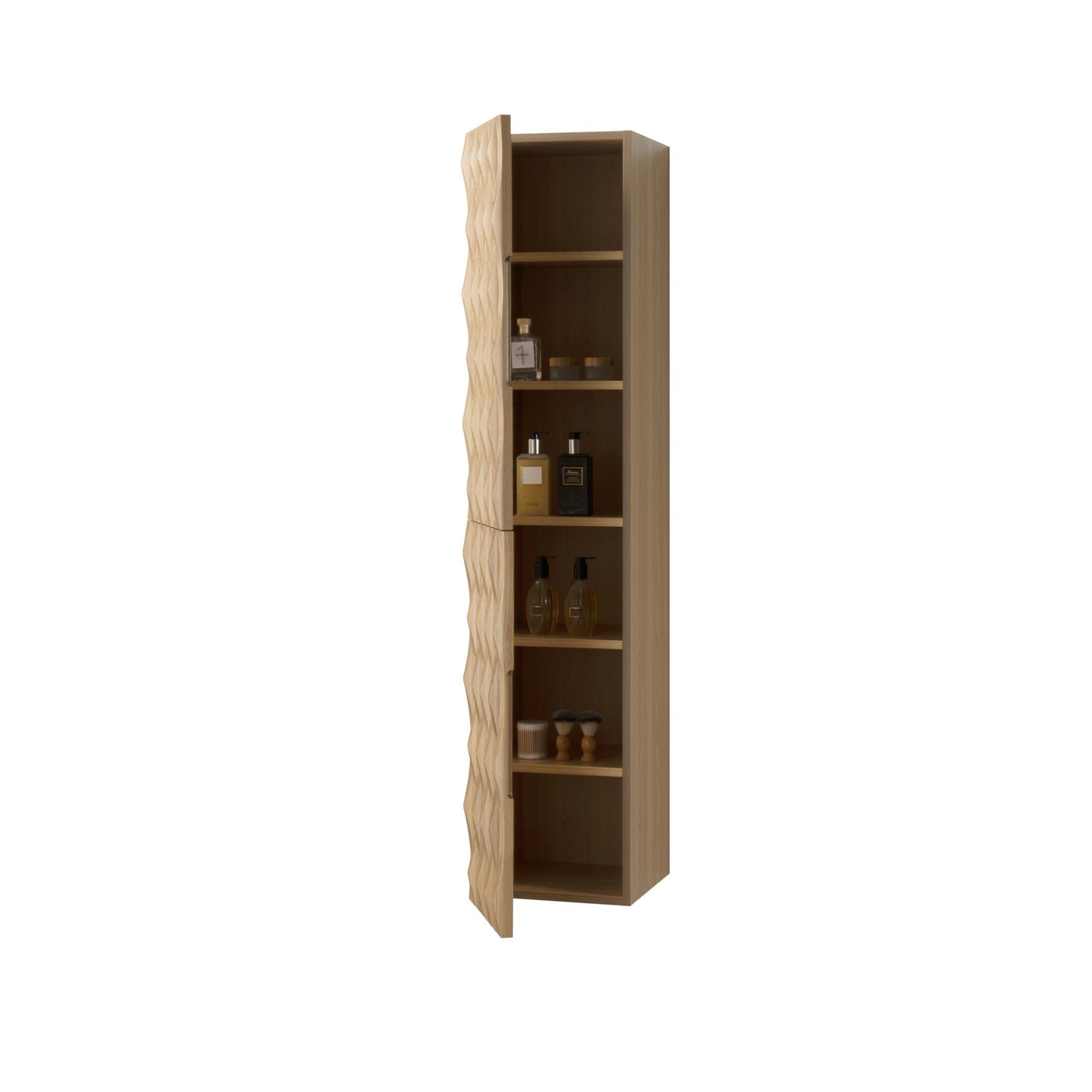 MAGNOLIA Hochschrank - 2 Türen - Grifflos - Soft-Close - Reversibel - 35 × 160 × 35 cm - Light Oak