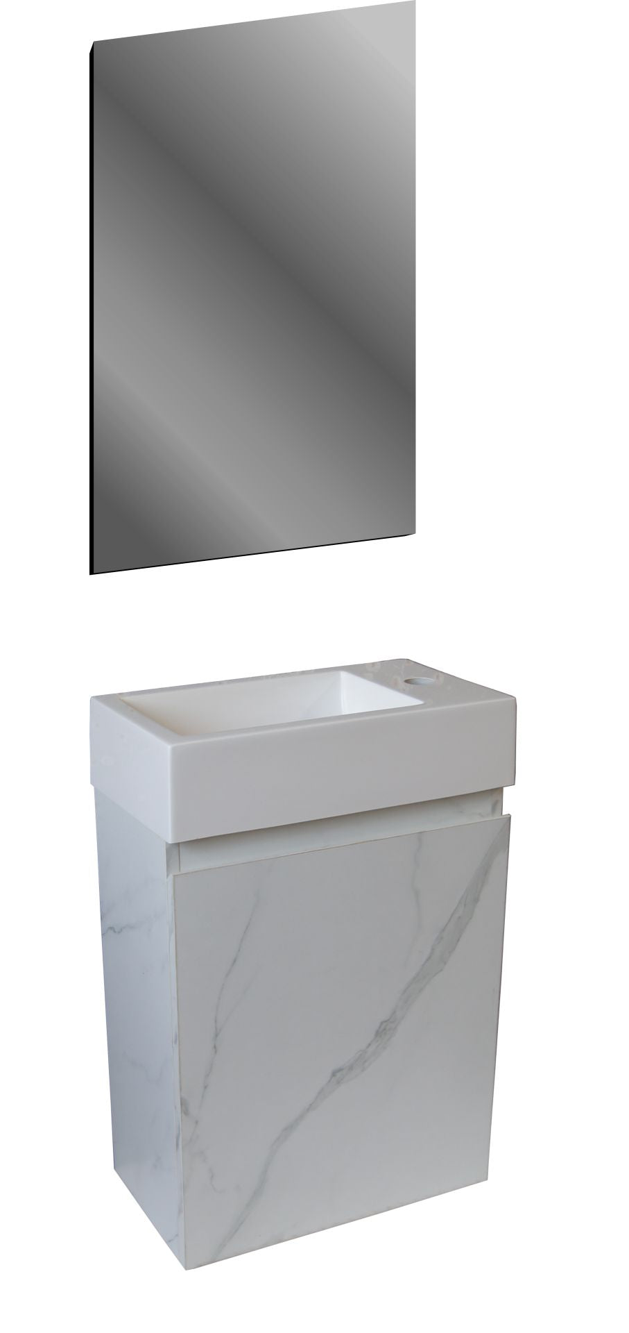 Oase AL MKADO TOILET CABINET - 1 DALONI Mkado WC-Schrank – 1 Tür rechts, grifflos, Soft-Close – 40×50×22,3 cm – Weiß MarmorOOR - RIGHT - HANDLELESS - SOFT CLOSE - 40X50X22,3 CM - WHITE MARBLE