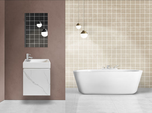 Oase AL Mkado Waschplatz-Set 40 cm – White Marble & Glossy White