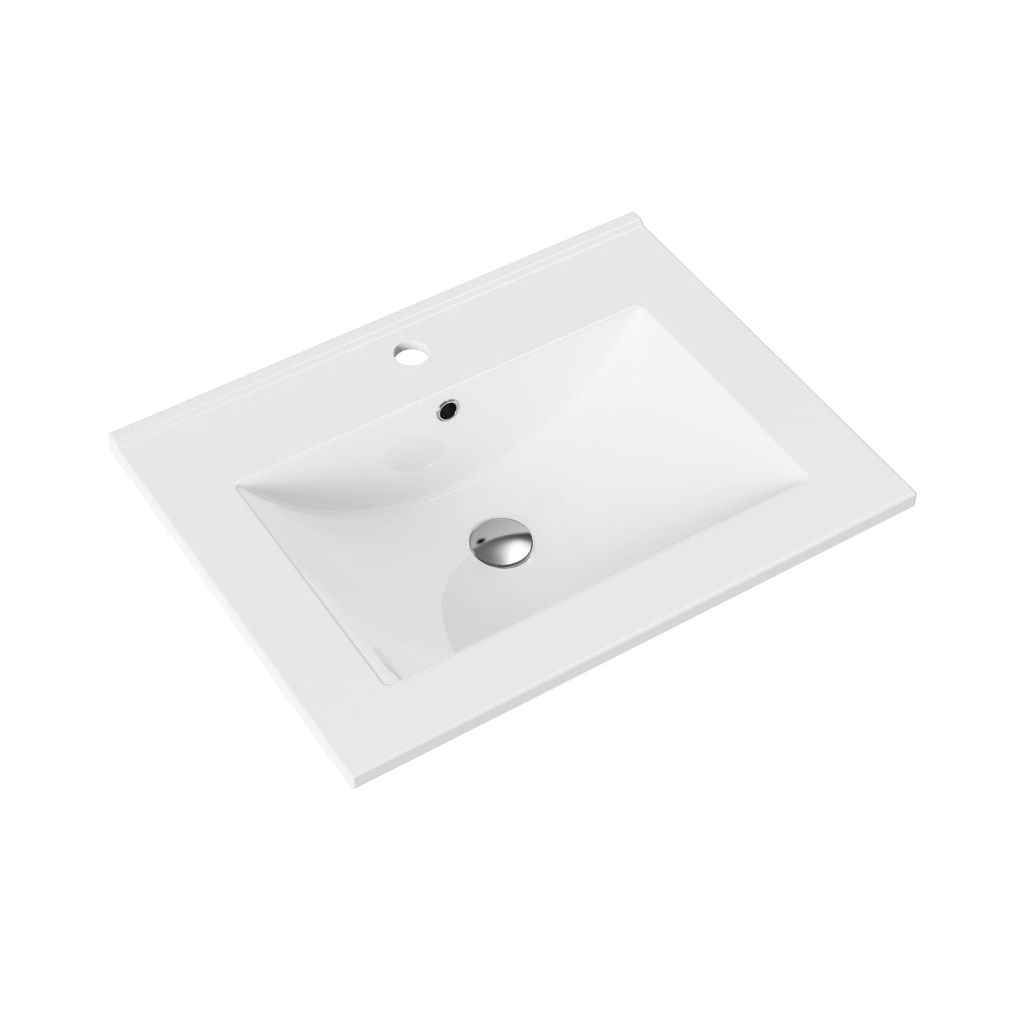 Oase AL HAYAT Waschtisch – 1 Becken, mit Hahnloch & Überlauf, Kunstmarmor, Glänzend Weiß, 60 × 45 cm