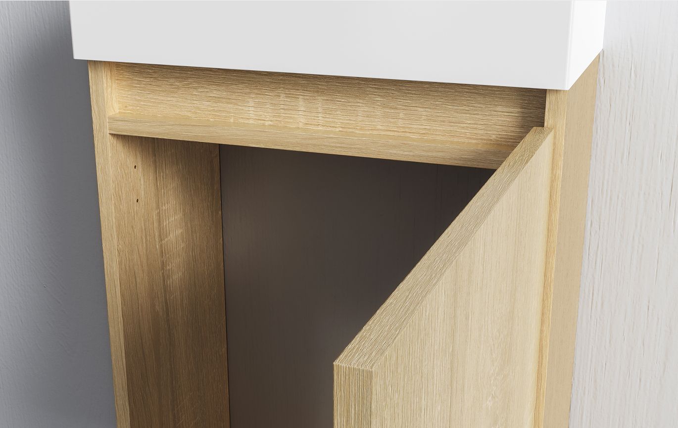 Oase AL Zyro Toilettenmöbel-Set – Grifflose 1-Tür, Soft-Close, beidseitig montierbar, inkl. Spiegel & Becken – 40,5×22,5 cm