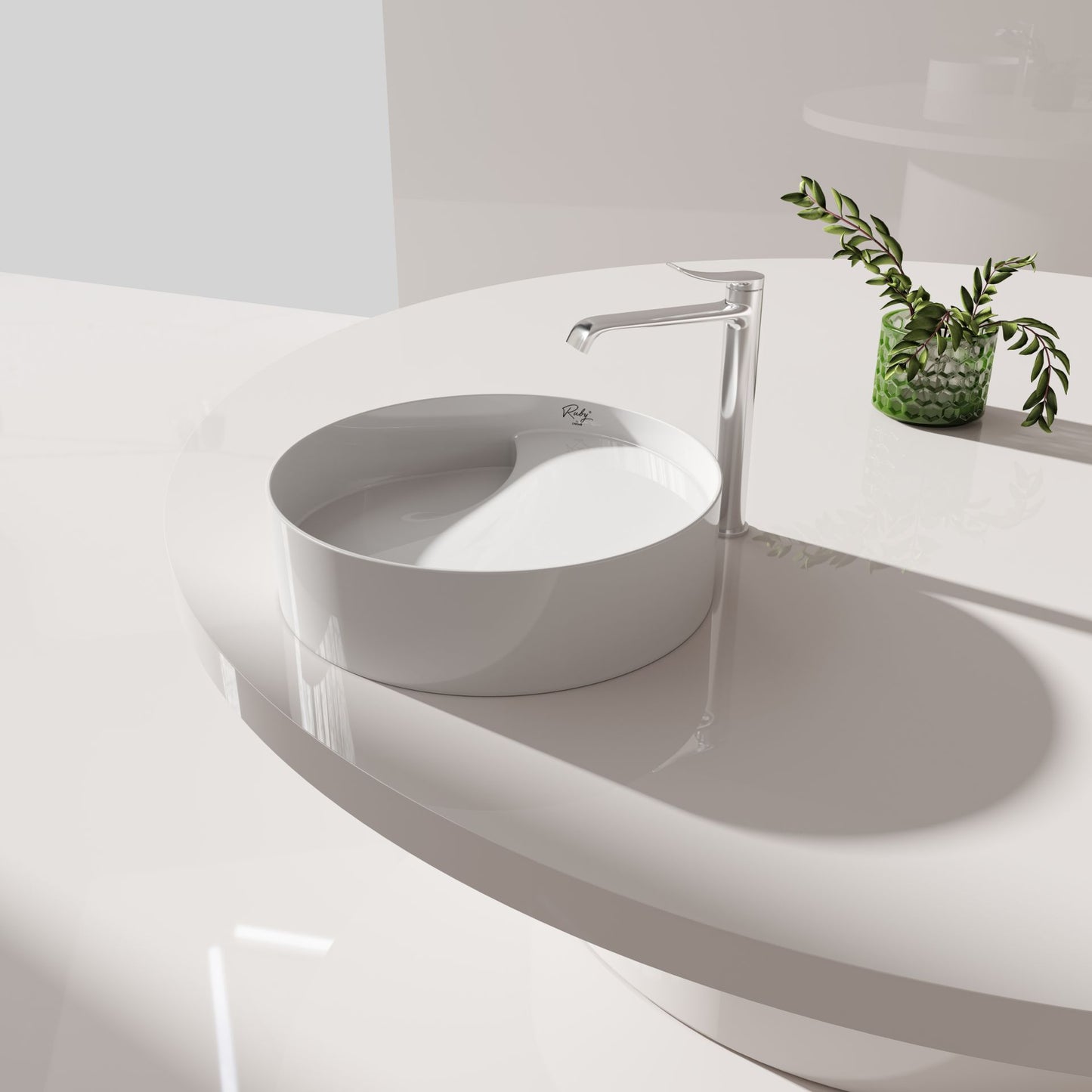 Oase CR RB141 Aufsatzwaschbecken – Keramik – Ohne Überlauf & Ohne Hahnloch – 40×11×40 cm – Weiß Glänzend