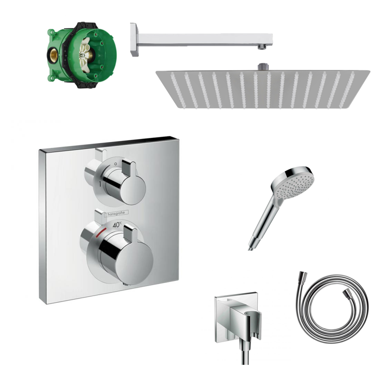 Hansgrohe Unterputz Dusch-Set Metropol mit Decken- oder Wandanschluss von Sandbad ohne EcoSmart