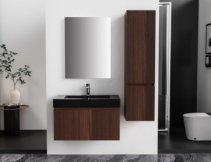 Oase AL Ela Waschtischunterschrank – 1 Schublade – grifflos – Softclose – Wengé