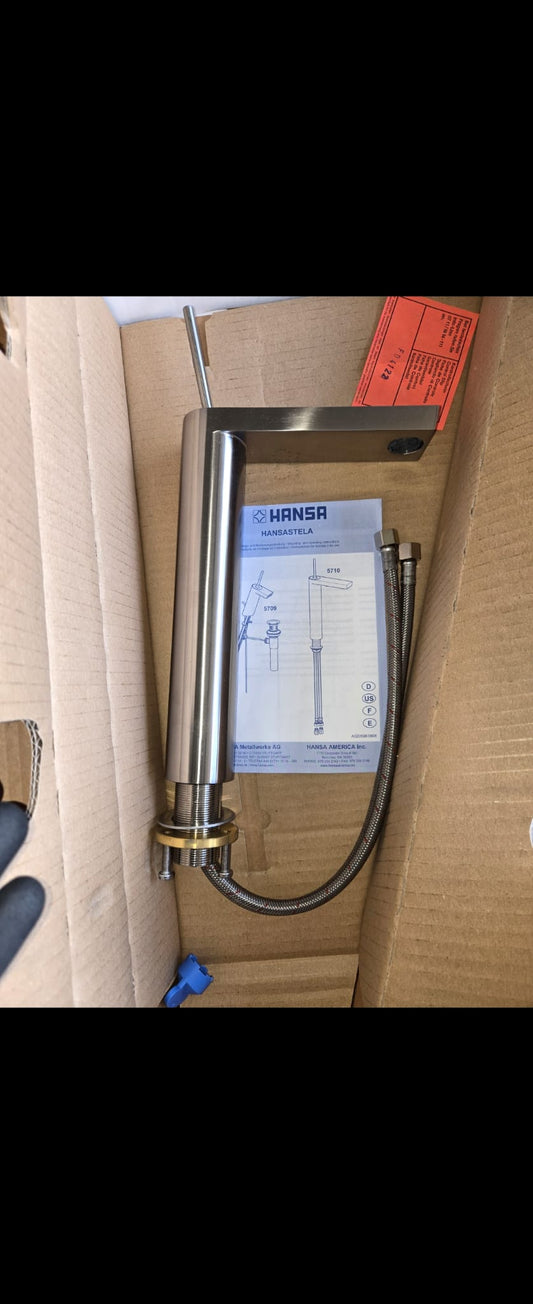 Hansa HANSASTELA Hohe Waschtischbatterie 57102201 Edelstahl Optik