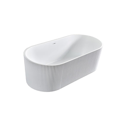 Oase AL – Freistehende Badewanne „Muffly“ – Vertikale Struktur – Acryl – 170 × 80 × 58 cm – Matt White