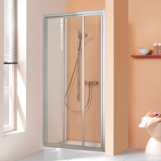 Duschwelten MK400 Nischenschiebetür 4 mm SOM Silber matt Klarglas hell | Einbau Maße Sonderkonstruktion 1300x2000