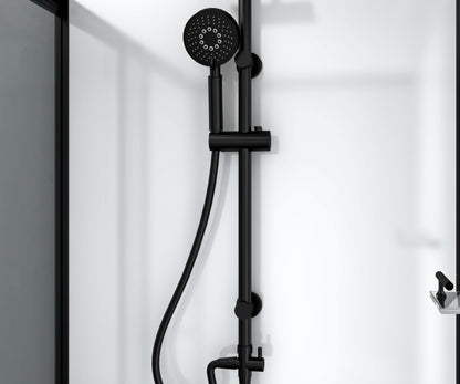 Komplett-Duschkabine mit Schiebetür – 120 × 90 × 225 cm – Matt Schwarz – Rauchglas