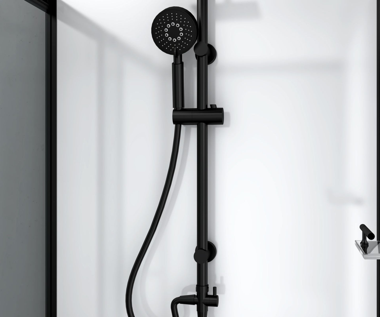 Komplett-Duschkabine mit Schiebetür – 110 × 80 × 225 cm – Matt Schwarz – Rauchglas