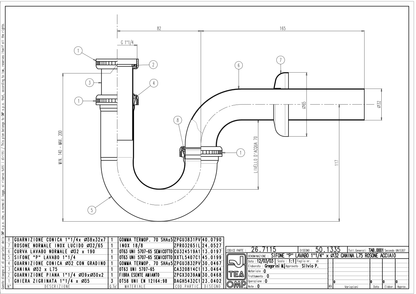 Siphon tube chromé 11/4" DN 32 testé DIN 