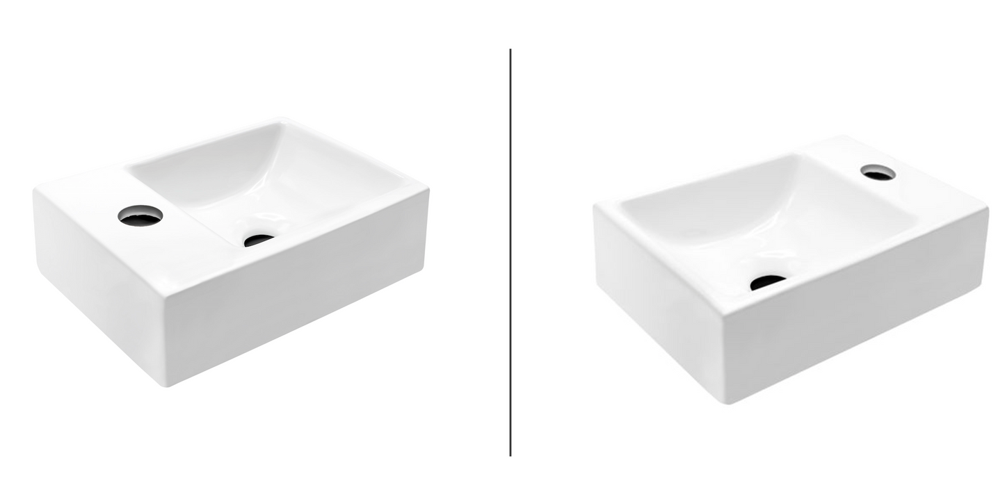 Oase washbasin 30.5 x 19cm modern square design washbasin guest toilet left &amp; right