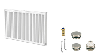 Radiateur universel plan T22, radiateur à vanne compacte, hauteur = 900 mm, avec vanne d'insertion, prise photo et support mural, raccordement central
