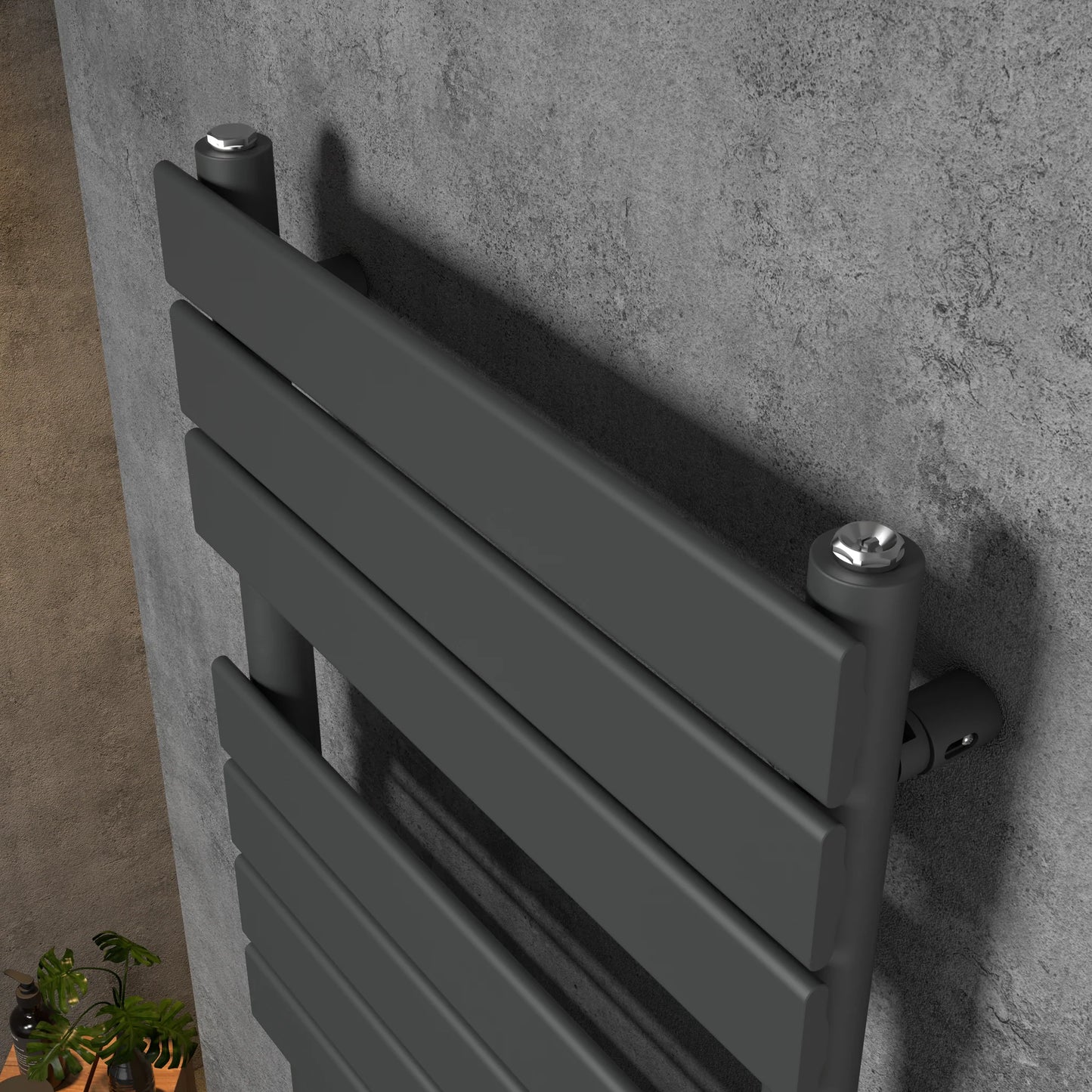 Radiateur de salle de bain design WN avec raccordement central et raccordement latéral anthracite