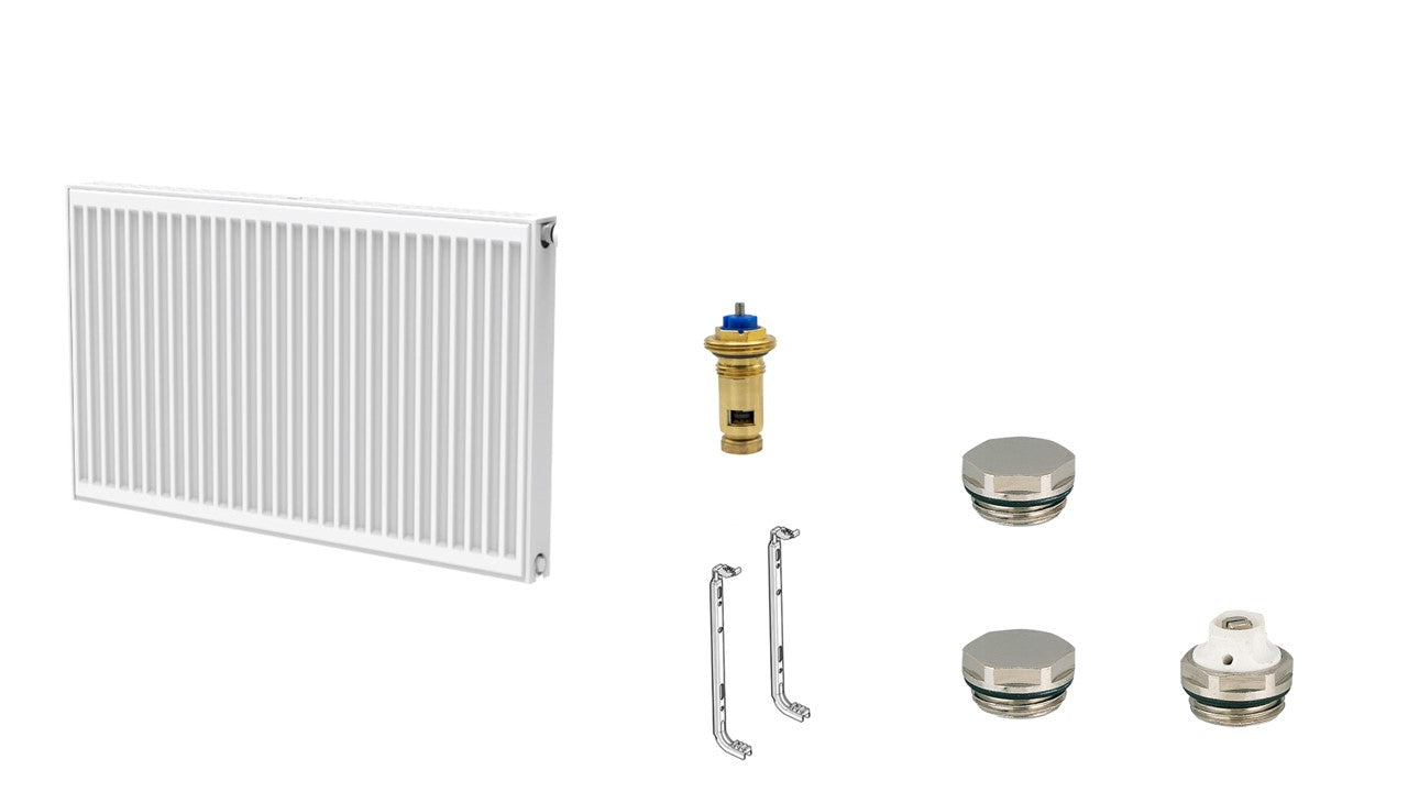 T33 plan universal radiator compact valve radiator with front plate height = 300mm incl. insert valve, picture plug &amp; wall bracket