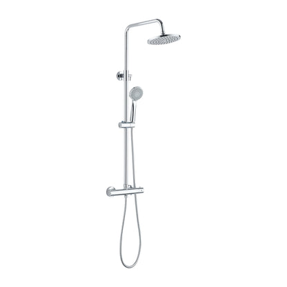 Oase Duschsystem Chrom Rund mit Regendusche, Handbrause, Duschstange und Thermostat