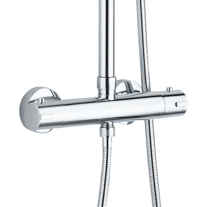 Oase Duschsystem Chrom Rund mit Regendusche, Handbrause, Duschstange und Thermostat