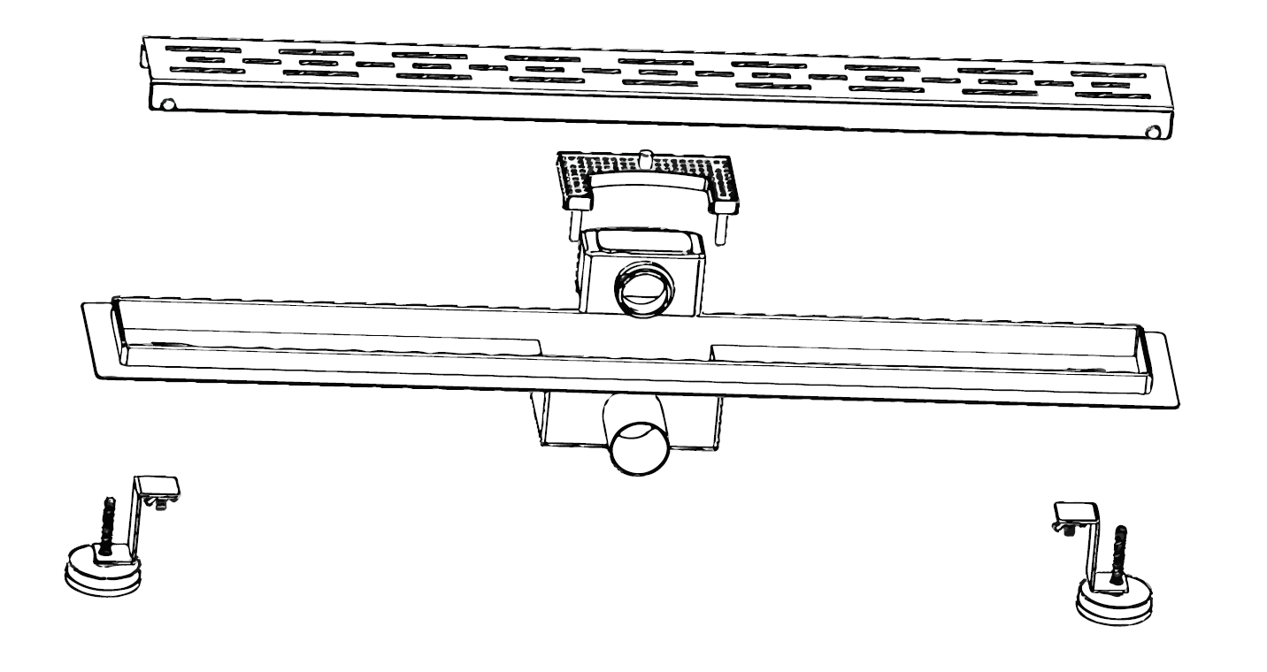 Caniveau de douche design SandBad Caniveau de drainage au sol 50-100 cm en acier inoxydable